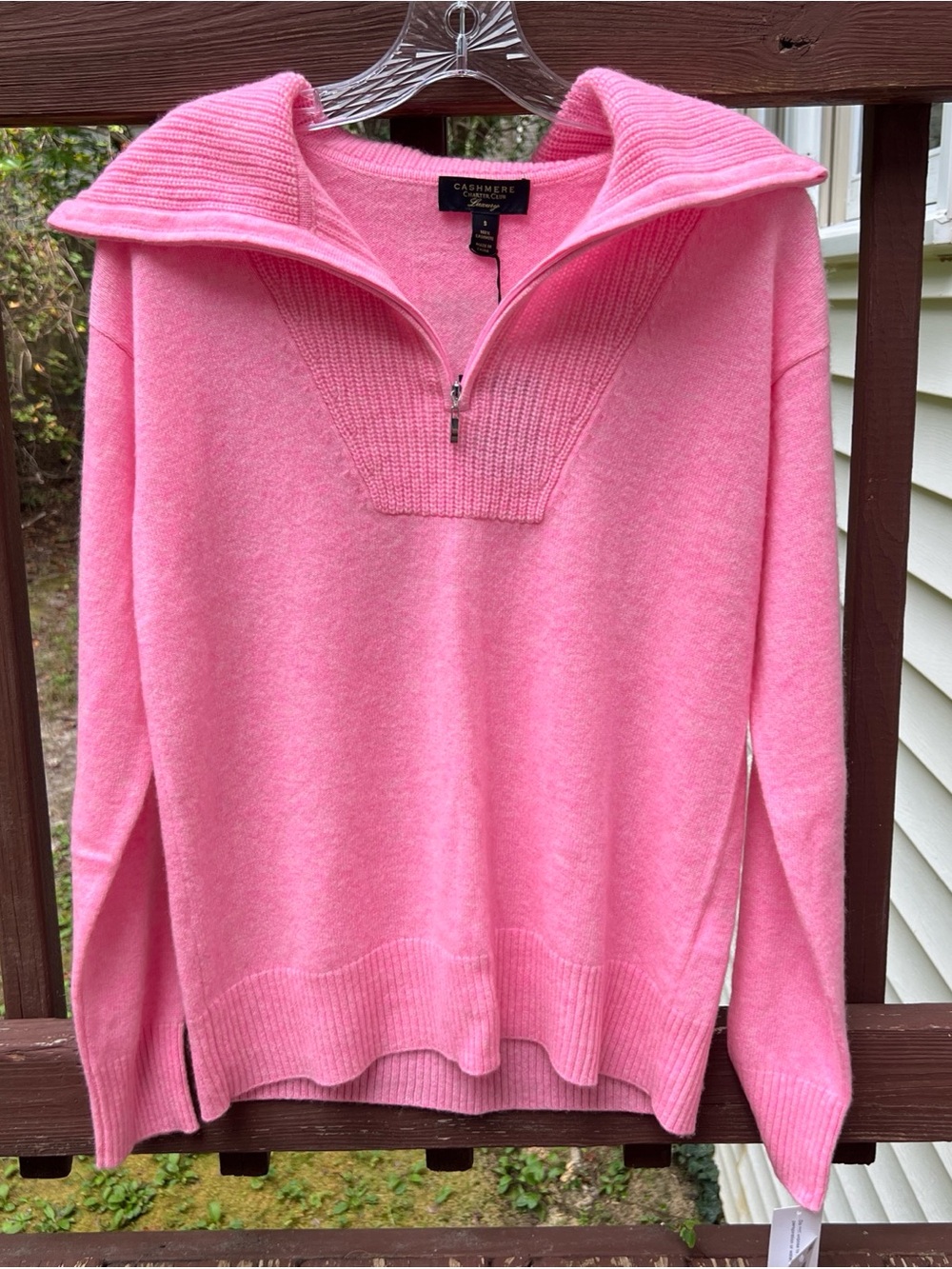 Charter Club Women Bubblegum Heather Pink 100% Cashmere Quarter-Zip Sweater|Sz:S - Picture 8 of 16